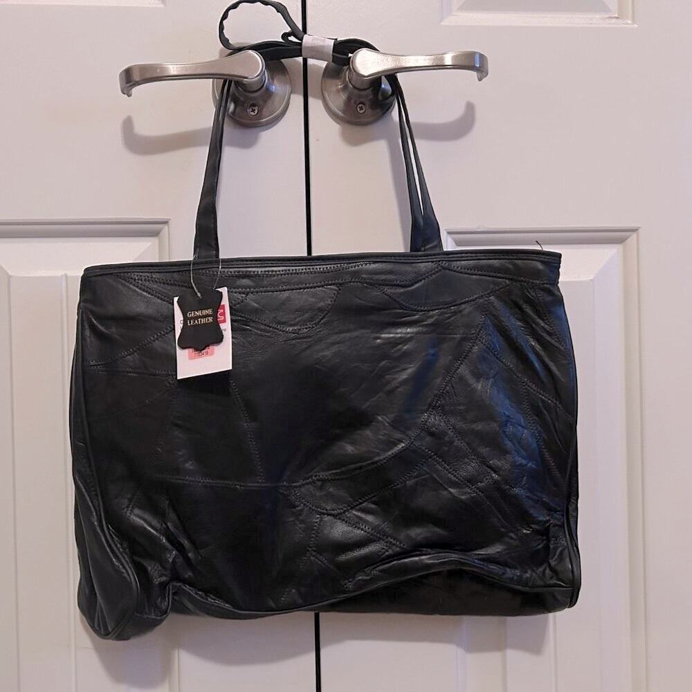Black Leather Tote Bag